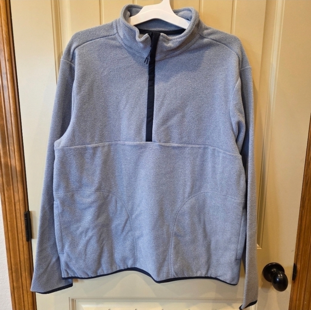 Men’s Polar Fleece High Neck 1/2 Zip Sweatshirt Blue Size Large Outdoor Ranch
